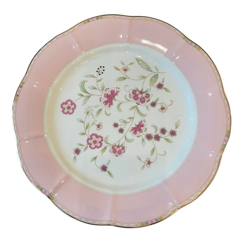 NEW Grace Teaware Pink Corn Flower 8” Salad Dessert Plates Set of 4